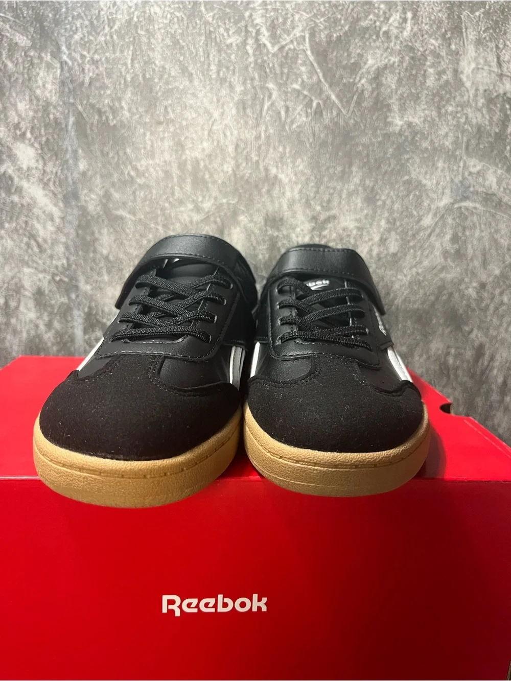Reebok Kids Black White and Gum Low-Top Sneaker